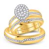 Image 1 : His Hers Diamond Cluster Matching Wedding Set 1/2 Cttw 10kt Yellow Gold