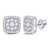 Image 1 : Diamond Square Cluster Earrings 1-1/4 Cttw 14kt White Gold