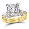 Image 2 : His Hers Diamond Solitaire Matching Wedding Set 1 Cttw 14kt Yellow Gold