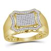 Image 1 : Mens Diamond Curved Octagon Cluster Ring 1/3 Cttw 10kt Yellow Gold