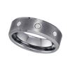 Image 1 : Tungsten Carbide Mens Diamond Matte 3-Stone Band Ring .03 Cttw Size 12 Tungsten