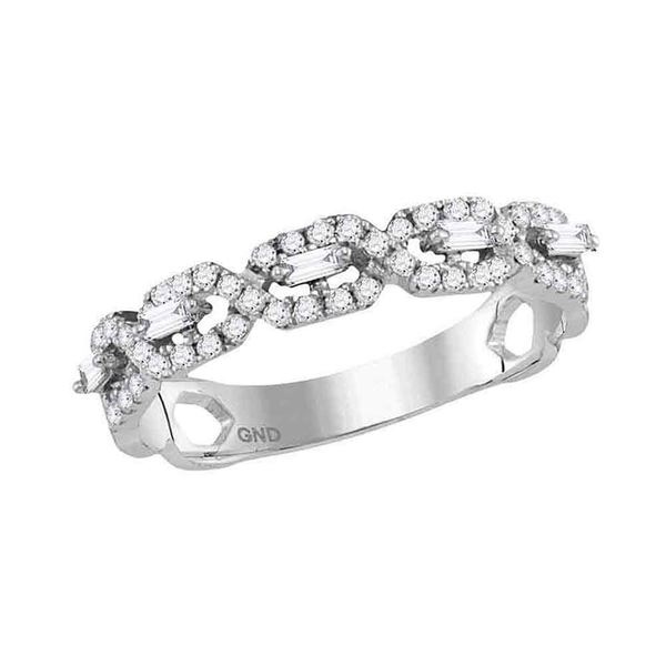 Diamond Modern Twist Stackable Band Ring 1/3 Cttw 14kt White Gold