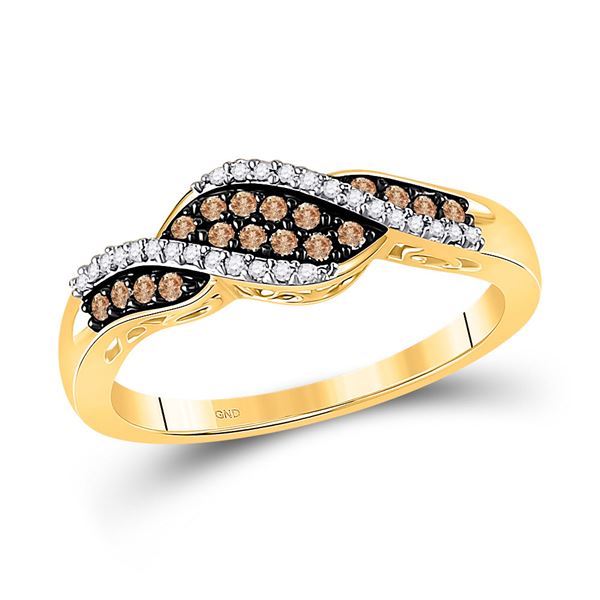 Brown Diamond Band Ring 1/5 Cttw 10kt Yellow Gold