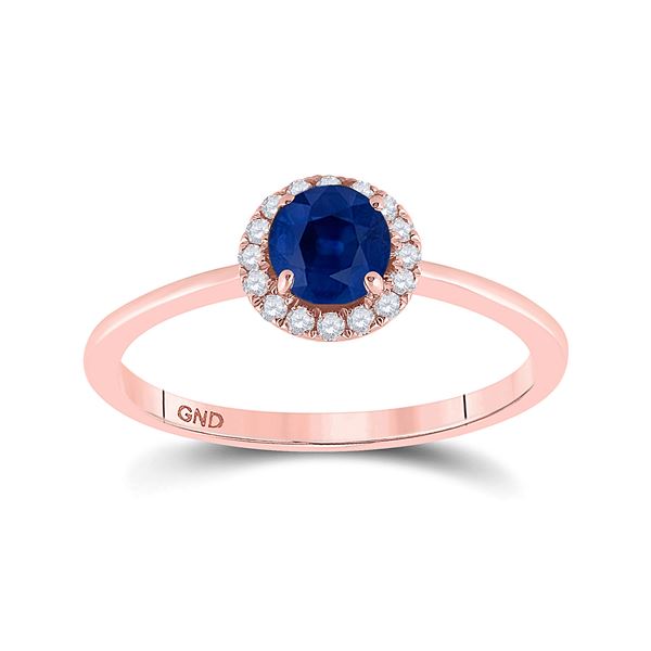 Blue Sapphire Diamond Solitaire Ring 7/8 Cttw 14kt Rose Gold