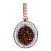 Image 1 : Red Color Enhanced Diamond Oval Pendant 1/4 Cttw 10kt Rose Gold