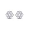 Image 2 : Diamond Flower Cluster Earrings 3/4 Cttw 14kt White Gold