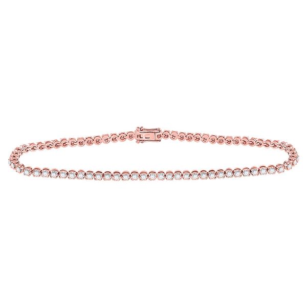 Diamond Studded Tennis Bracelet 1-1/5 Cttw 10kt Rose Gold