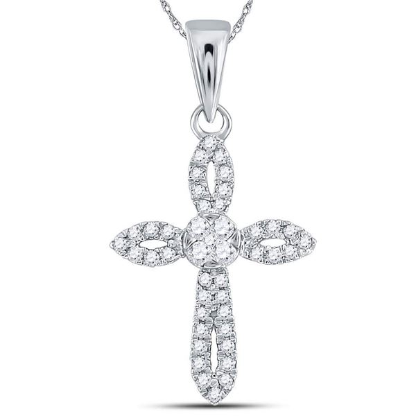 Diamond Cross Pendant 1/6 Cttw 14kt White Gold