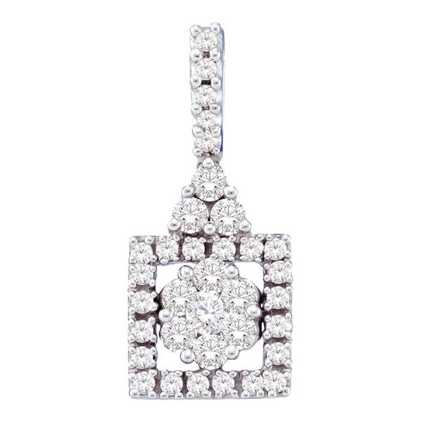 Diamond Flower Cluster Pendant 1/2 Cttw 14kt White Gold