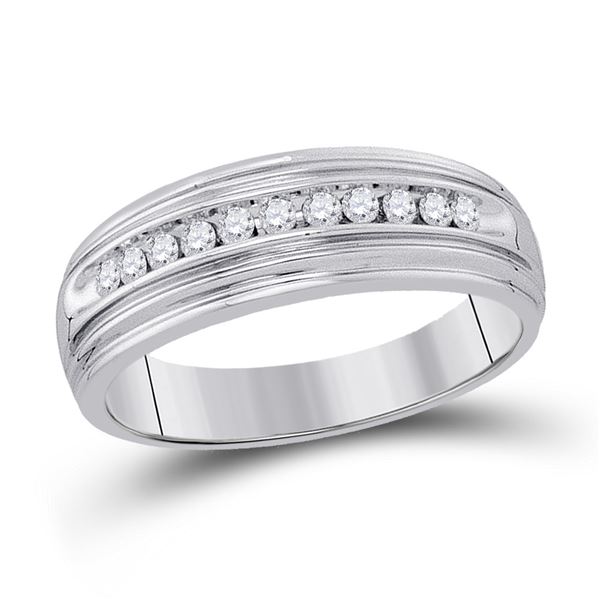 Sterling Silver Mens Diamond Wedding Band Ring 1/4 Cttw Sterling Silver