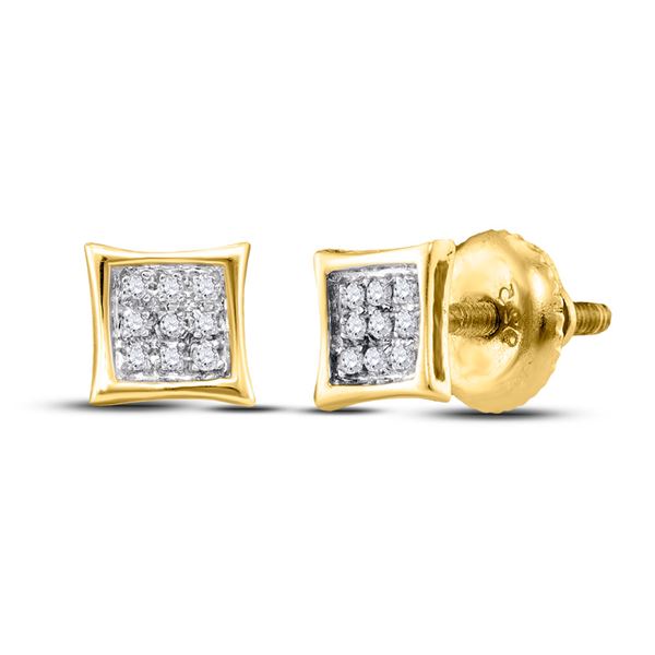 Yellow-tone Sterling Silver Unisex Diamond Kite Square  Earrings 1/20 Cttw Yellow-tone Sterling Silv