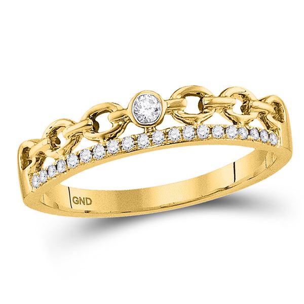 Diamond Rolo Link Stackable Band Ring 1/12 Cttw 10kt Yellow Gold