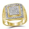 Image 1 : Yellow-tone Sterling Silver Mens Diamond Square Frame Cluster Ring 1/10 Cttw Yellow-tone Sterling Si