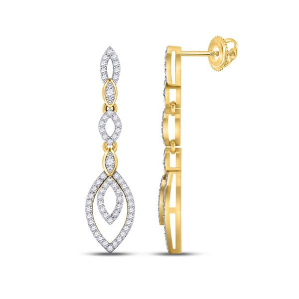 Diamond Dangle Earrings 1/3 Cttw 10kt Yellow Gold