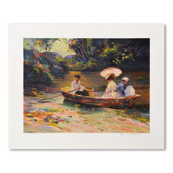 Henri Plisson, "Rowing" Limited Edition Serigraph, Numbered LXXXII/C and Hand Signed with Letter of 