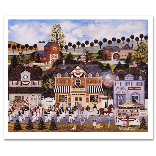 Jane Wooster Scott, "Celebration of America" Hand Signed Limited Edition Lithograph with Letter of A