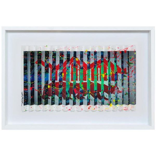 E.M. Zax- One-of-a-kind 3D polymorph mixed media on paper "Wall Street"
