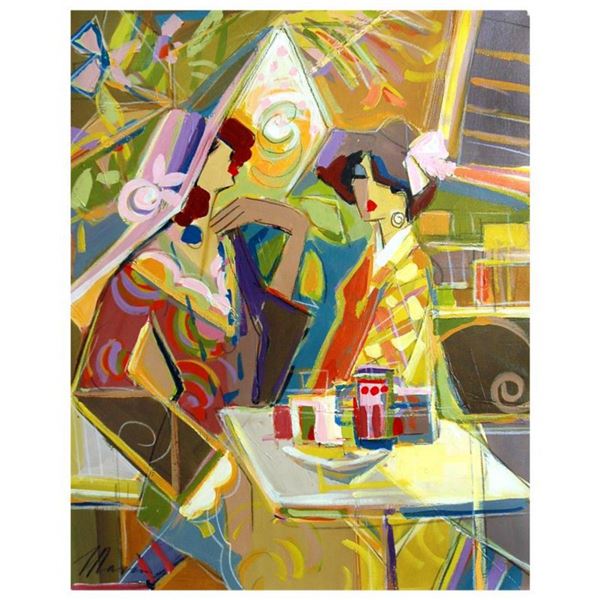 Isaac Maimon, "Along The Paths " Hand Signed Original Acrylic Painting on Canvas with Certificate of