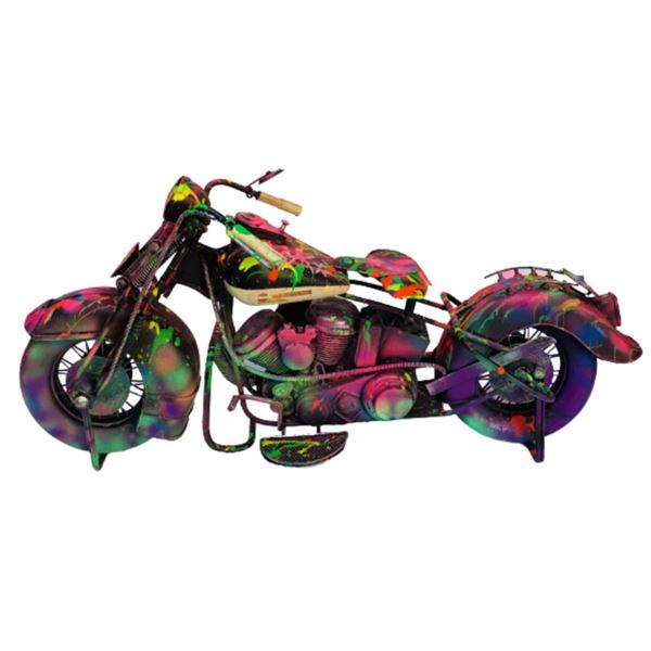 E.M. Zax- Hand Painted metal sculpture  "Harley Davidson"
