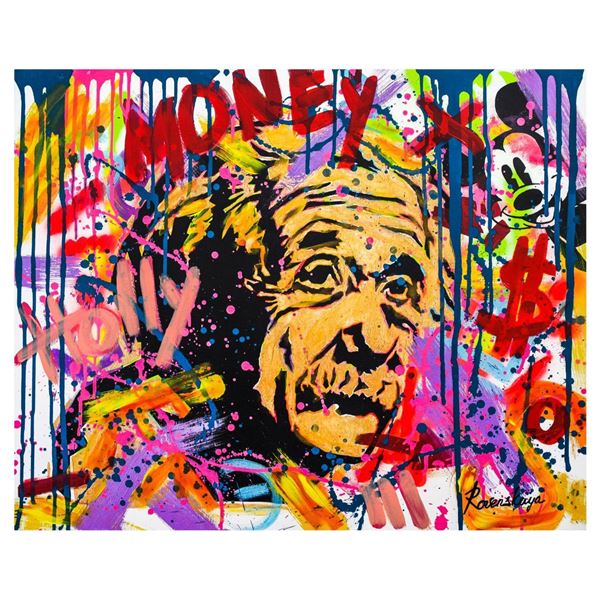 Nastya Rovenskaya- Mixed Media "Einstein In Gold"