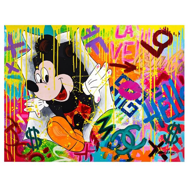 Nastya Rovenskaya- Mixed Media "Surprise by Mickey Mouse"
