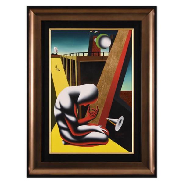 Mark Kostabi, "Gaining Perspective" Framed Original Mixed Media Painting on Canvas, Hand Signed with