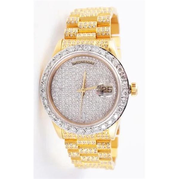 18k Yellow Gold Men's Rolex Diamond Watch