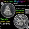 Image 1 : Proof ***Auction Highlight*** 1869 Seated Liberty Quarter 25c Graded pr64 cam By SEGS (fc)