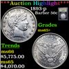Image 1 : ***Auction Highlight*** 1893-p Barber Half Dollars 50c Graded GEM+ Unc By USCG (fc)