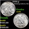 Image 1 : 1936-p Walking Liberty Half Dollar 50c Grades GEM+ Unc