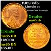 Image 1 : 1909 vdb Lincoln Cent 1c Grades GEM Unc RB
