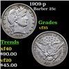 Image 1 : 1909-p Barber Quarter 25c Grades vf++