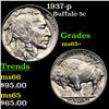Image 1 : 1937-p Buffalo Nickel 5c Grades GEM+ Unc