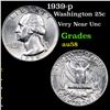 Image 1 : 1939-p Washington Quarter 25c Grades Choice AU/BU Slider