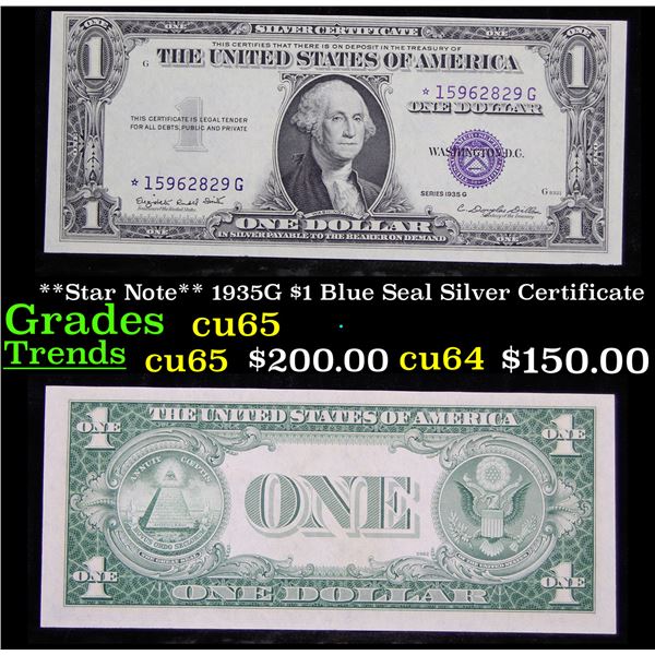 **Star Note** 1935G $1 Blue Seal Silver Certificate Grades Gem CU