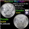 Image 1 : ***Auction Highlight*** 1892-p vam 6 I3 R4 Morgan Dollar $1 Graded Choice Unc By USCG (fc)