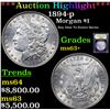 Image 1 : ***Auction Highlight*** 1894-p Morgan Dollar $1 Graded Select+ Unc By USCG (fc)