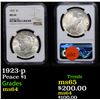 Image 1 : NGC 1923-p Peace Dollar $1 Graded ms64 By NGC