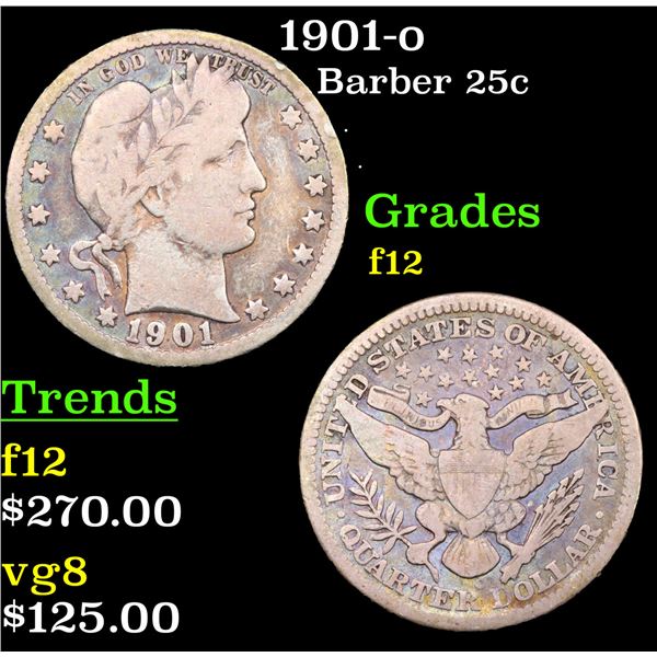 1901-o Barber Quarter 25c Grades f, fine