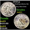 Image 1 : 1945-p Walking Liberty Half Dollar 50c Grades Choice+ Unc
