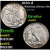 Image 1 : 1939-d Walking Liberty Half Dollar 50c Grades Select Unc