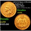 Image 1 : 1873/73 Open 3 FS-1301 Indian Cent 1c Grades AU, Almost Unc