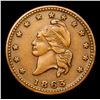 Image 2 : 1863 Liberty Cap F-11-298a Civil War Token 1c Grades xf+