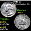Image 1 : 1943-d Washington Quarter 25c Grades GEM+ Unc