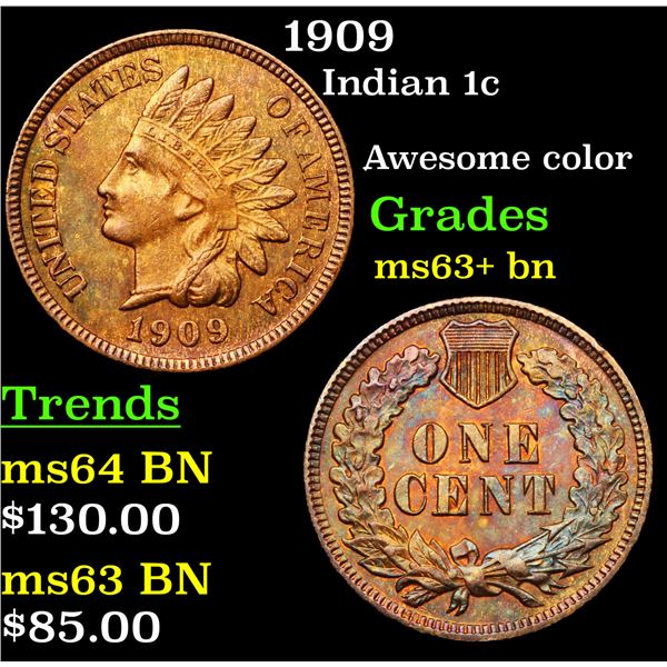 1909 Indian Cent 1c Grades Select+ Unc BN