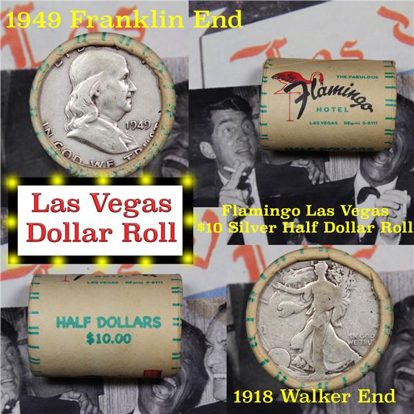 *Auction Highlight* Old Casino 50c Roll $10 Halves Las Vegas Casino Flamingo 1918 Walker & 1949 Fra