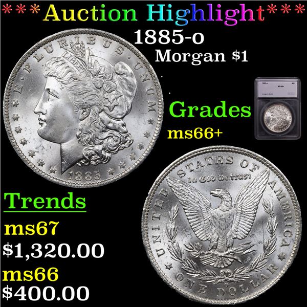 ***Auction Highlight*** 1885-o Morgan Dollar $1 Graded ms66+ By SEGS (fc)