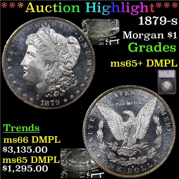 ***Auction Highlight*** 1879-s Morgan Dollar $1 Graded ms65+ DMPL By SEGS (fc)