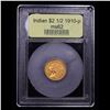 Image 4 : ***Auction Highlight*** 1910-p Gold Indian Quarter Eagle $2 1/2 Graded Select Unc By USCG (fc)