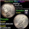 Image 1 : ***Auction Highlight*** 1934-p Peace Dollar $1 Graded GEM++ Unc By USCG (fc)